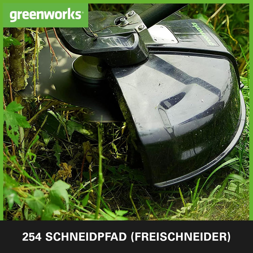 Greenworks GD40BC Akku Freischneider mit bürstenlosem Motor, Geschirr, verstellbarer Höhe, 40 cm Sch