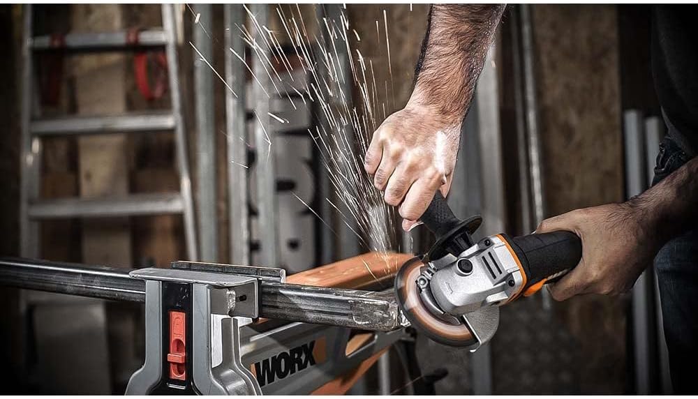 WORX WX800.9 Li-Ion Akku-Winkelschleifer 20V – Kompakter Schleifer mit schmalem Körper & Zusatzhandg