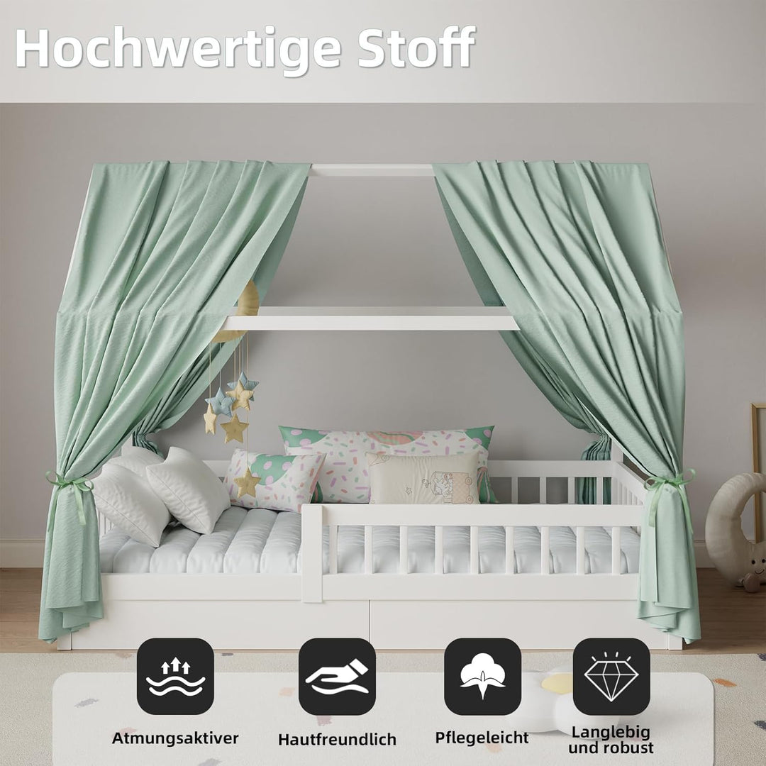 Hausbett Himmel in 5 Farben, 2er-Set Betthimmel Hausbett aus weichem Baumwollstoff – Stoffhimmel für