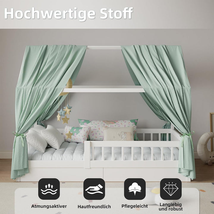 Hausbett Himmel in 5 Farben, 2er-Set Betthimmel Hausbett aus weichem Baumwollstoff – Stoffhimmel für