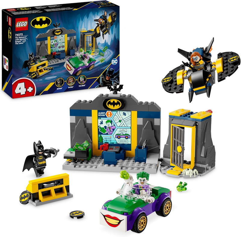 LEGO DC Batman Bathöhle mit Batman, Batgirl und Joker, Superhelden-Spielzeug, Spielzeugauto für Jung