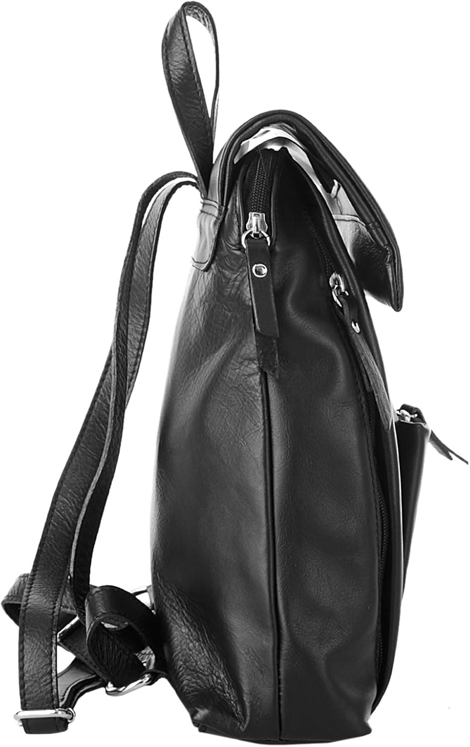 Cluty City-Rucksack Echt Leder Damen - 020401 Schwarz, Schwarz