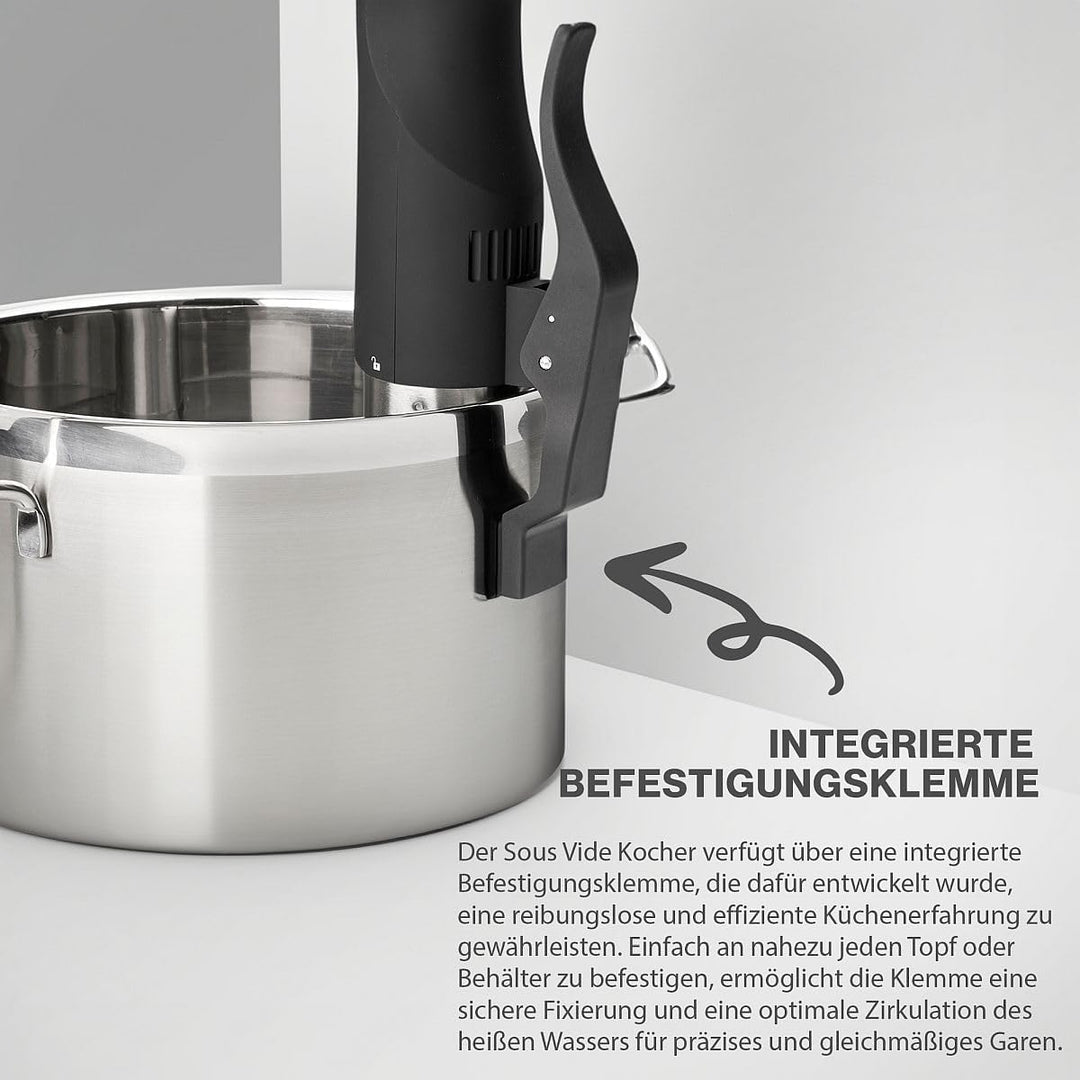 ProfiCook Sous Vide-Stick Edelstahlgehäuse mit Touchdisplay, Sous Vide bis 90 Grad inkl. Joghurt Mak