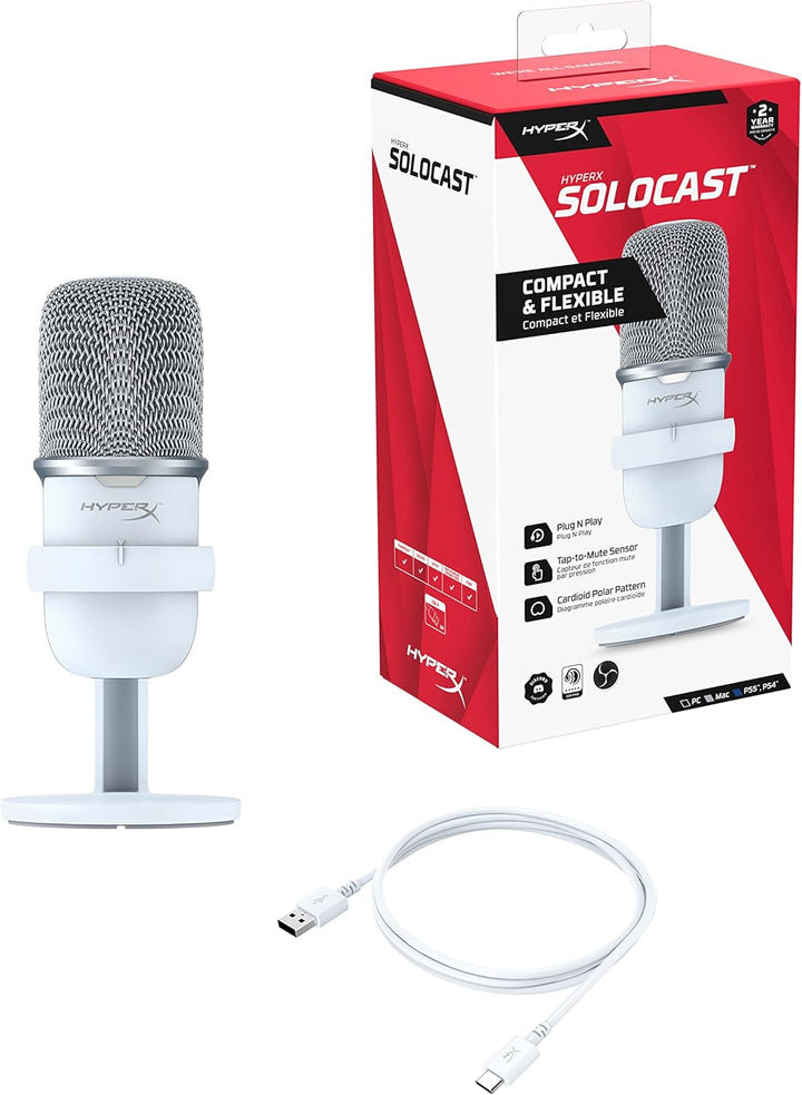 HyperX SoloCast - USB-Kondensator-Gaming-Mikrofon, für PC, PS5, PS4, und Mac, Tap-to-mute-Sensor, Ni