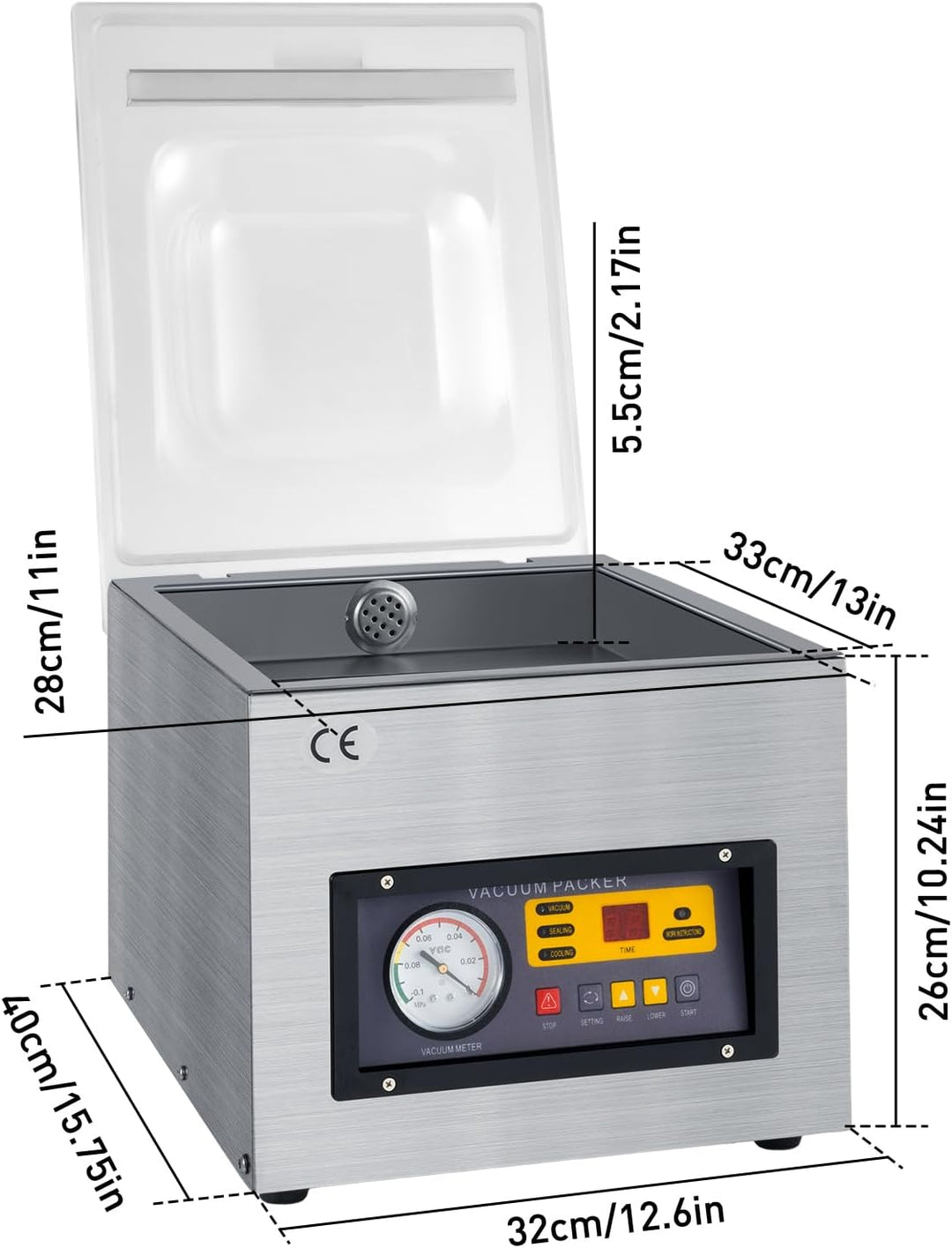 SHZICMY Vakuumierer Vakuummaschine 220V DZ-260 Folienschweissgerät Automatisch Silber Edelstahl