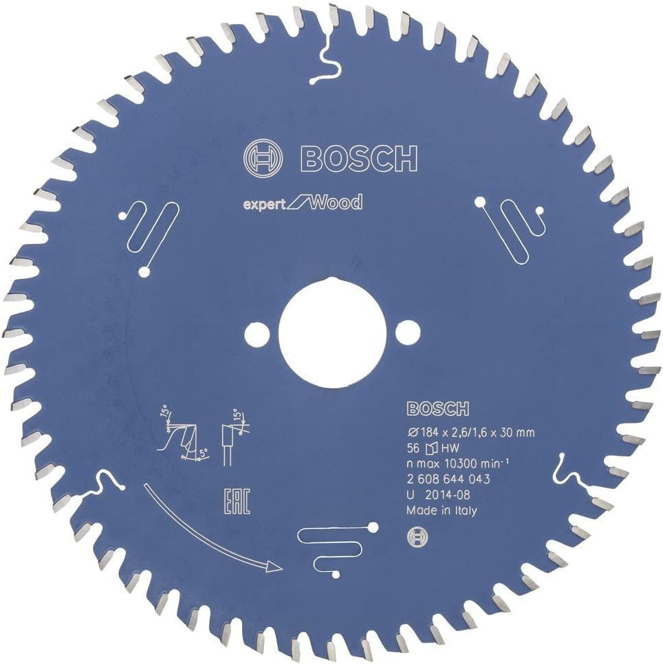Bosch Professional 1x Kreissägeblatt Expert for Wood (Holz, Sägeblatt Ø 184 x 30 x 2,6 mm, 56 Zähne,
