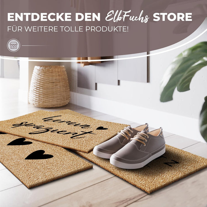 ElbFuchs® Schuhparkplatz Kokos Fussmatte 100x35cm | Rutsch- und wetterfeste Schuhmatte Abtropfmatte