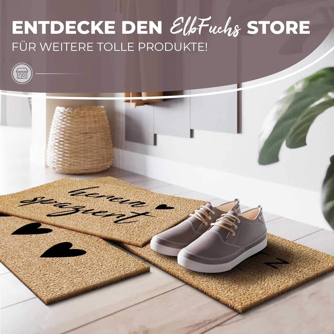 ElbFuchs® Schuhparkplatz Kokos Fussmatte 75x25cm | Rutsch- und wetterfeste Schuhmatte Abtropfmatte u