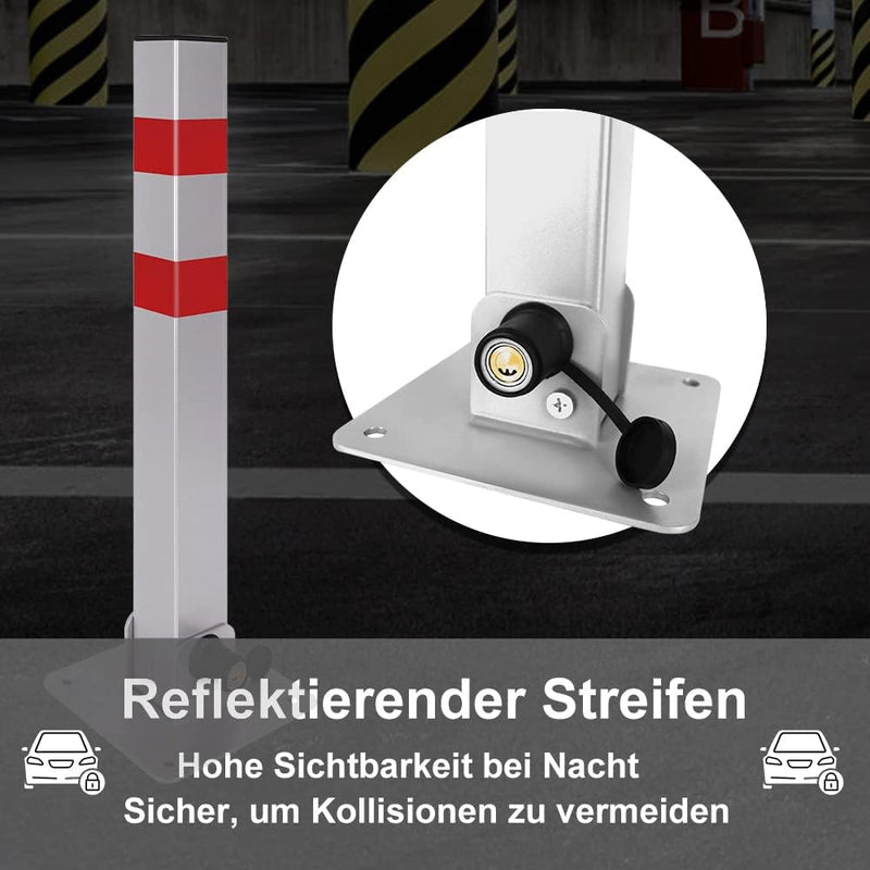 JOIEYOU Parkplatzsperre Absperrpfosten, Parkpfosten Klappbar, Parkplatzsperren mit 3 Schlüssel und R