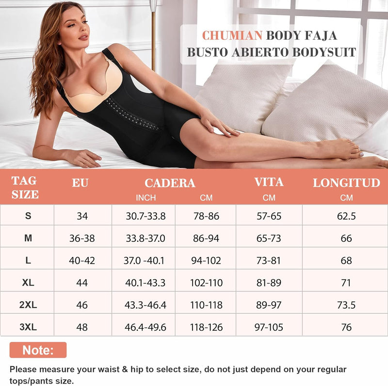 CHUMIAN Body Shapewear Damen Bauchweg Bodysuit Miederbody Stark Formend Taillenformer Fajas Colombia