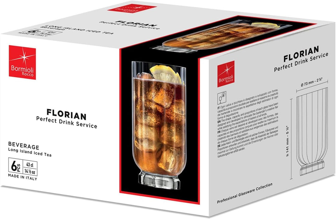 Rocco Bormioli Bormioli Rocco Florian Set aus Glas, transparent, 43 cl, 1840243