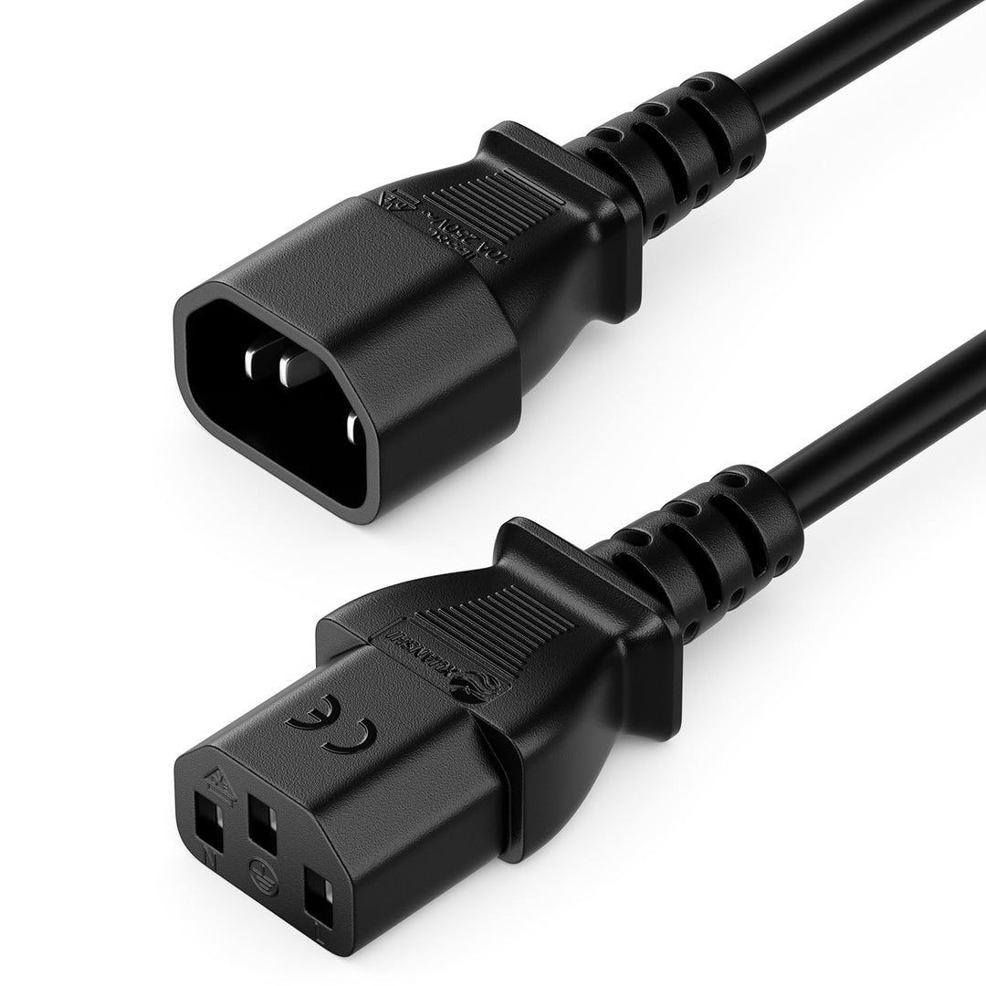deleyCON 10m Kaltgerätekabel Verlängerung - IEC C13 auf C14 - Stromkabel Stromverlängerung - Gerader