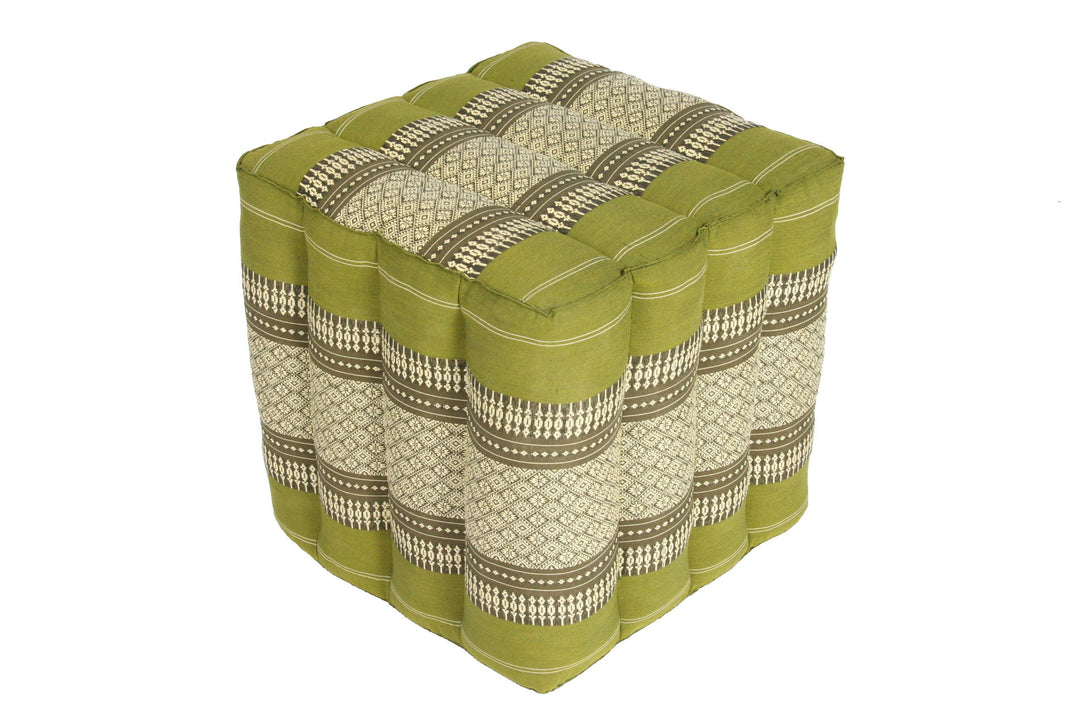 Thaikissen Würfel 40 x 40 x 40 cm, Lagerungskissen Positurkissen Fusshocker Polsterhocker bambusgrün