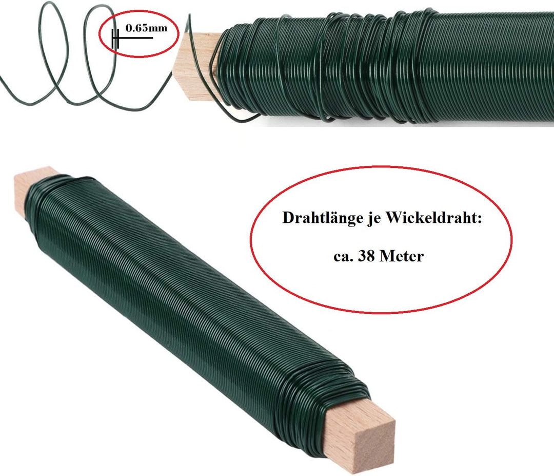 Weichgeglühter PREMIUM Blumendraht Made in Germany Ø0,65mmx38m je Stück | Äusserst biegsam, stabil &amp;