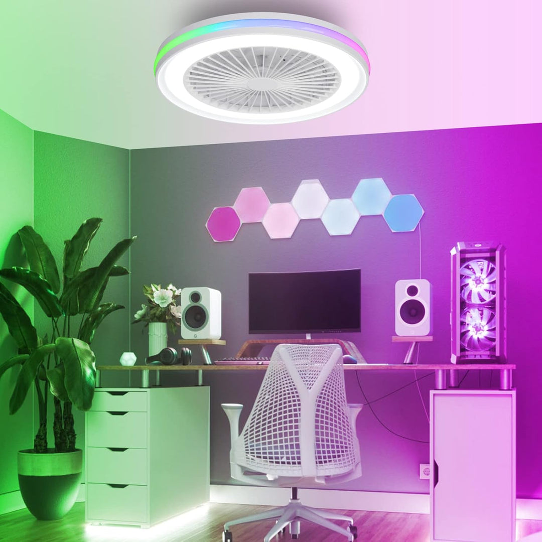 activeallbrite Deckenventilator mit Beleuchtung, 40W LED, RGB 3000K–6500K, einstellbare Windgeschwin