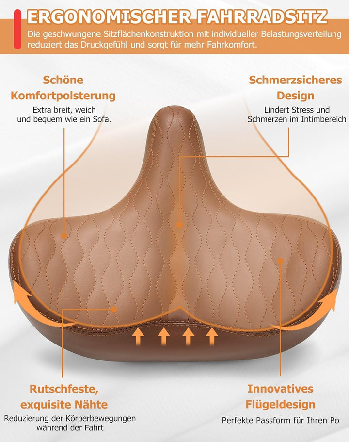 Übergrosser Fahrradsattel Herren & Damen, Bequem, Weich Memory Foam, Ergonomisch, Extra Breit Bequem