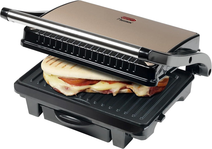 Bestron elektrischer Kontaktgrill mit Auffangschale, Sandwichmaker mit Cool-Touch-Handgriff & Antiha