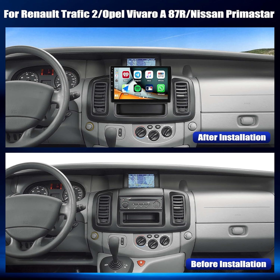 CAMECHO 2+64G Android 15 Autoradio für Opel Vivaro A 87R/Renault Trafic II Nissan Primastar mit Carp