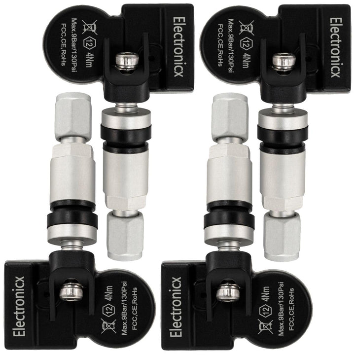 4x RDKS TPMS Reifendrucksensor Reifendruckkontrollsystem Metallventil Schwarz passend für Giulia Ste