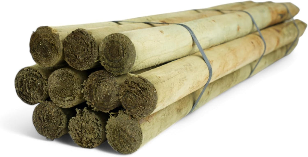 10 Stück 4,6 cm Verschiedene Längen - Hochwertige imprägnierte Zaunpfähle aus Holz | Angespitzte Bau
