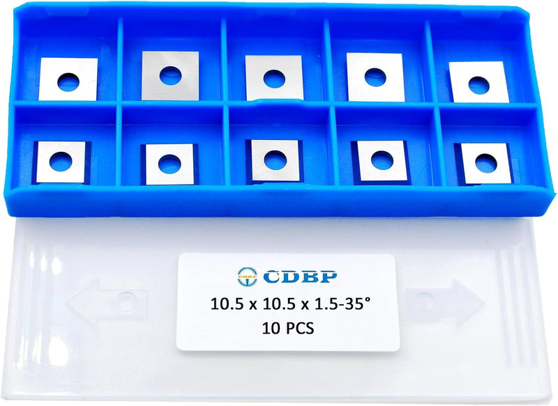 CDBP HM Vorschneid-Wendeplatten 10,5x10,5x1,5mm für Holz Drehmaschine und Holzbearbeitung Drehen Mei