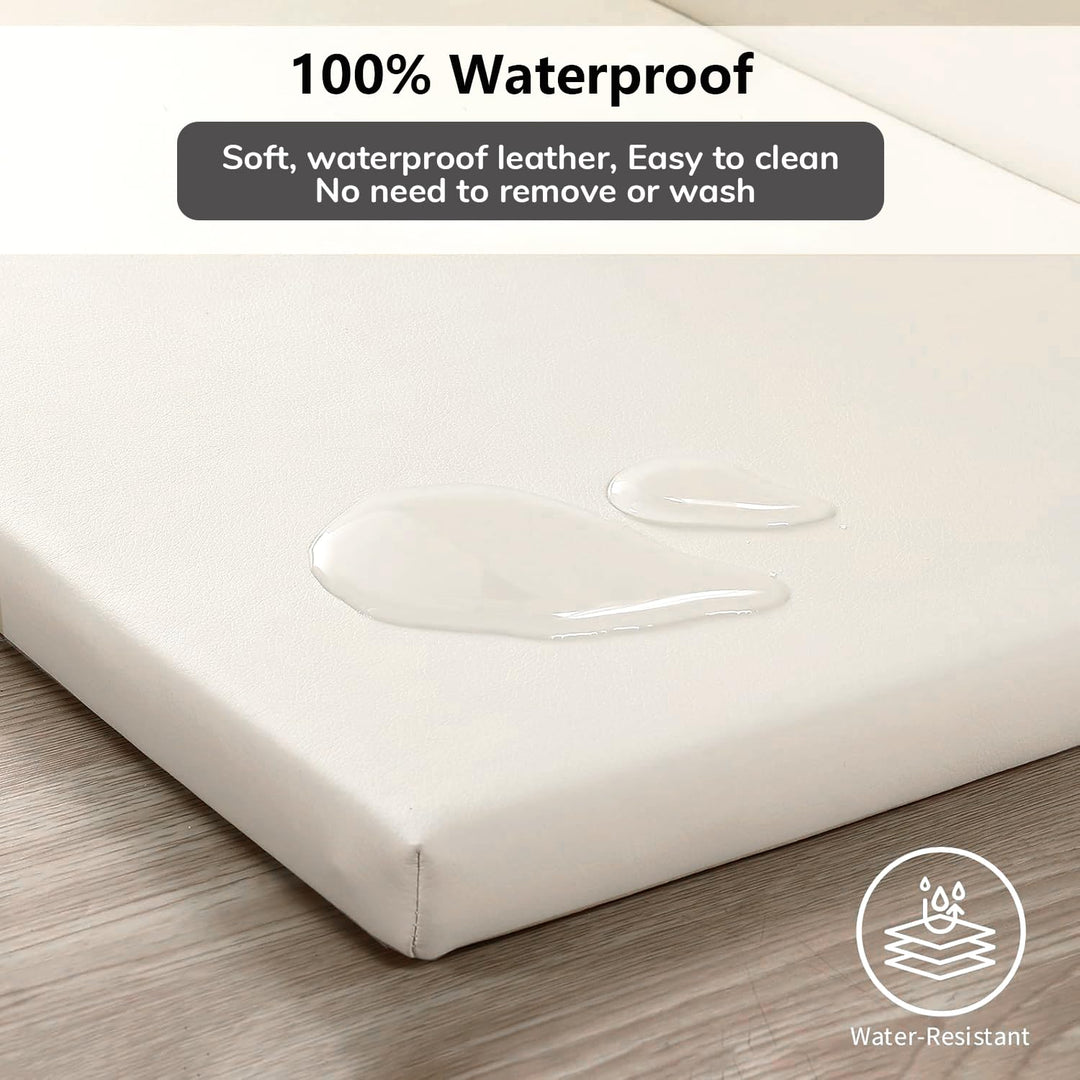 Spielmatte Baby Faltbar, Beidseitige PU-Oberfläche 100% Wasserdichtes, 127 x 127 cm, 3 CM Dick, Hoch