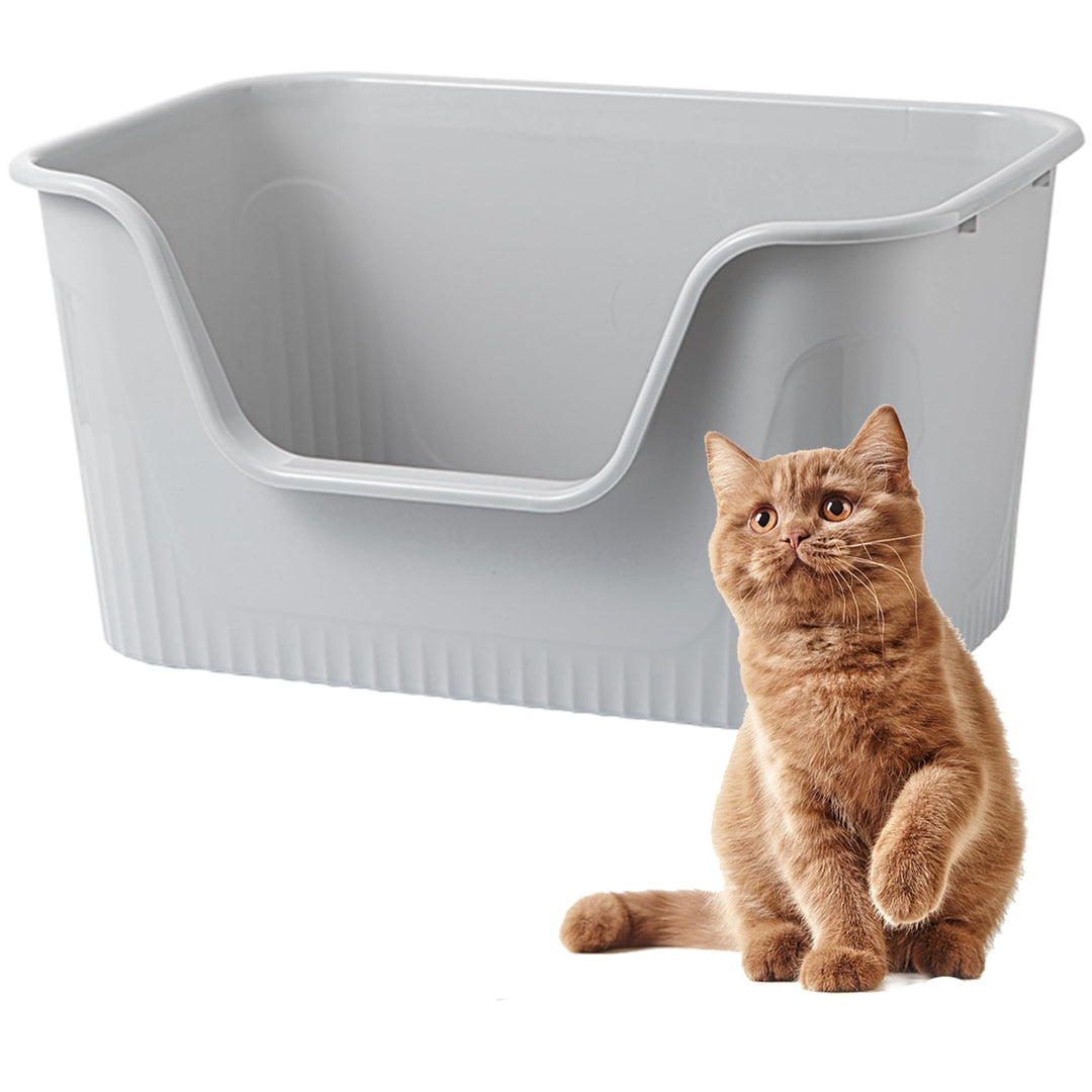 Vealind Offen Katzenklo XL, Katzentoilette Hoher Rand, 55x40x26cm Gross Katzenklo, katzentoiletten E
