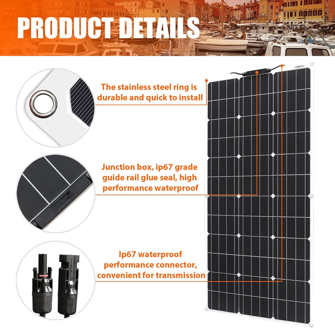 400W Solarpanel Kit 4 * 100W 18V Flexibles Solarpanel Photovoltaik Monokristallmodul 40A Solarregler