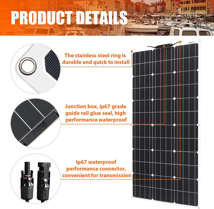 400W Solarpanel Kit 4 * 100W 18V Flexibles Solarpanel Photovoltaik Monokristallmodul 40A Solarregler