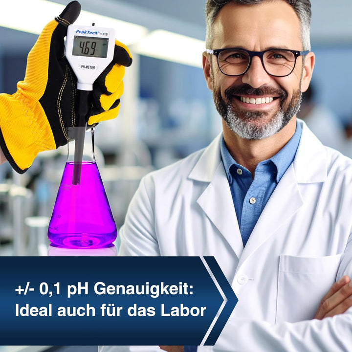 PeakTech 5315, pH Messgerät für Reagenzgläser, Aquarium, Pool und Wasseraufbereitung, pH Wert Checke