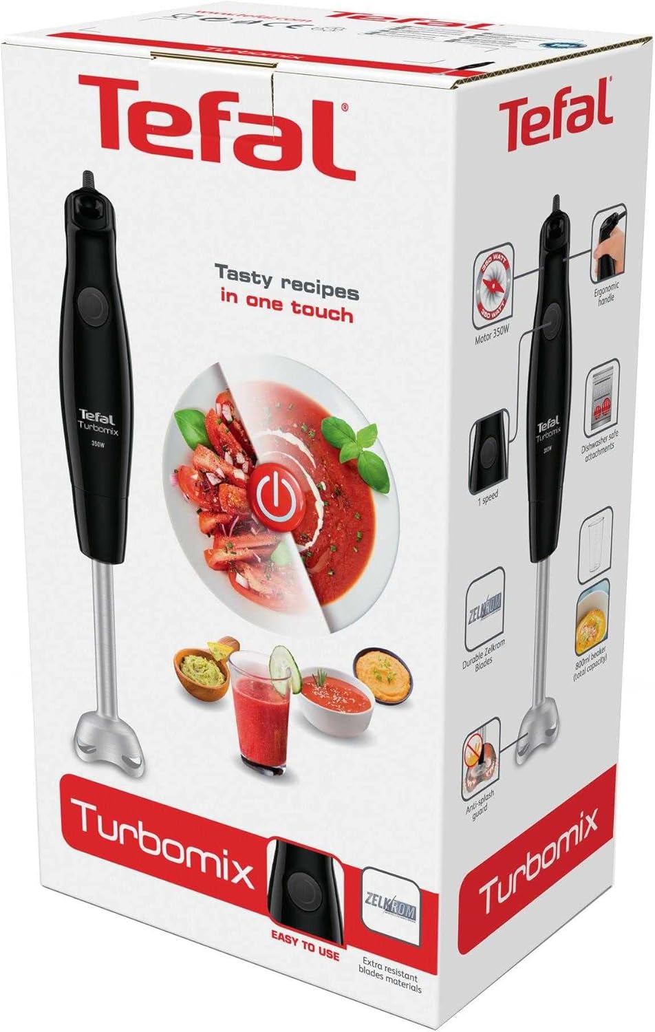 Tefal Turbomix HB121838 Stabmixer, 350 W, 0.8 l, Schwarz