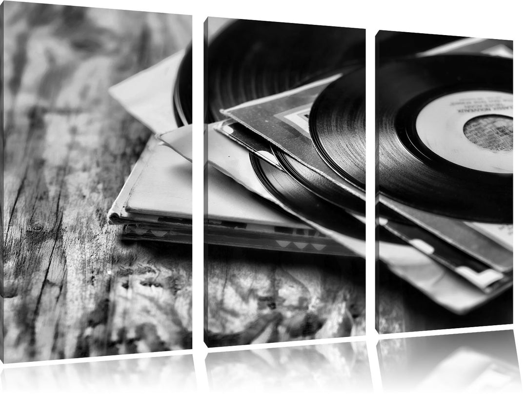 Pixxprint Mixtape, Schallplatte, DJ als Leinwandbild/Grösse: 3 Teilig (120x80) cm/Wandbild/Kunstdruc