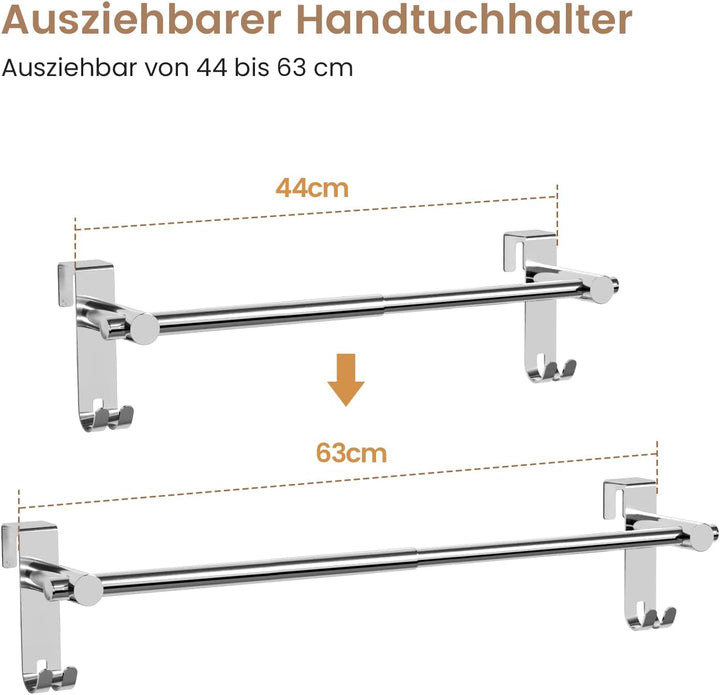 EMKE Handtuchhalter Ausziehbar Teleskop, Handtuchhalter ohne Bohren SUS201, Edelstahl Handtuchhalter