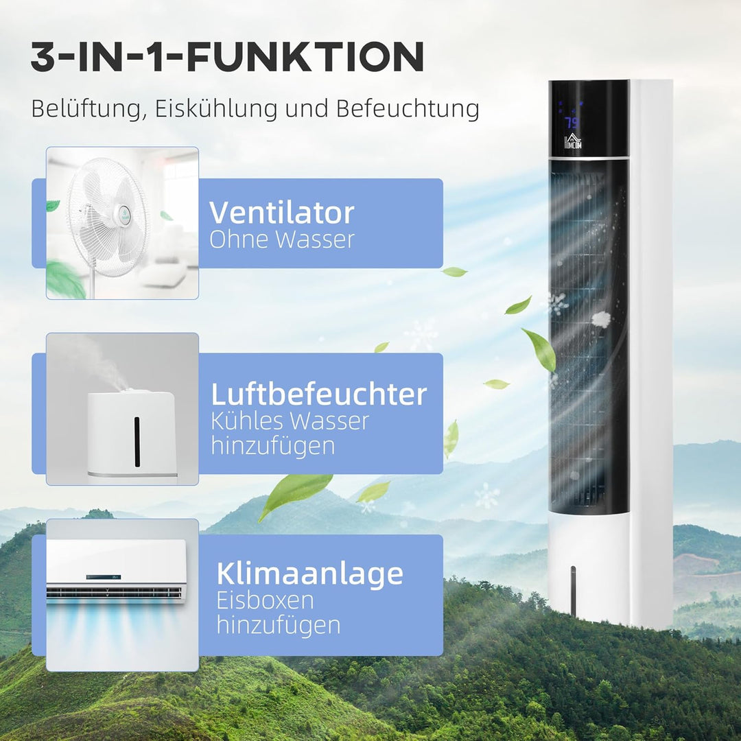 HOMCOM Turmventilator mit Fernbedienung 105cm Ventilator, Standventilator 52° oszillierende Luftkühl