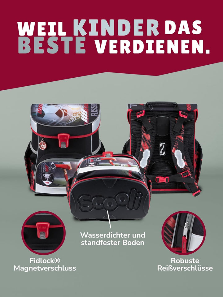 Familando - Scooli Campus Fit Schulranzen Set - 10-teilig mit Schultüte - 1. FC Nürnberg (1. FCN) -