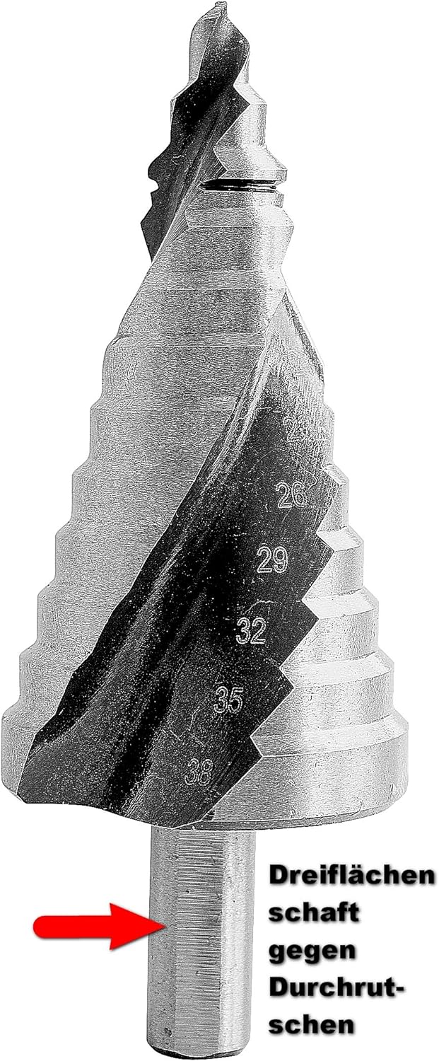 Proteco-Werkzeug® HSS Titan TIN TiALN Profi Stufenbohrer Konusbohrer Schälbohrer Metallbohrer Set 3-