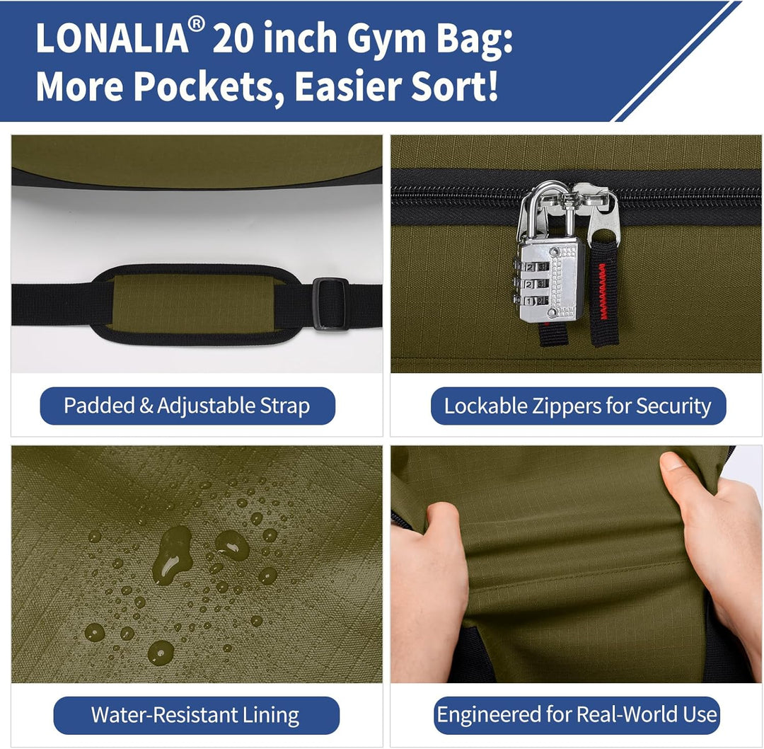 45L Sporttasche Reisetasche mit Seitentaschen - Weekender Gym Tasche Trainingstasche für Sport Fitne
