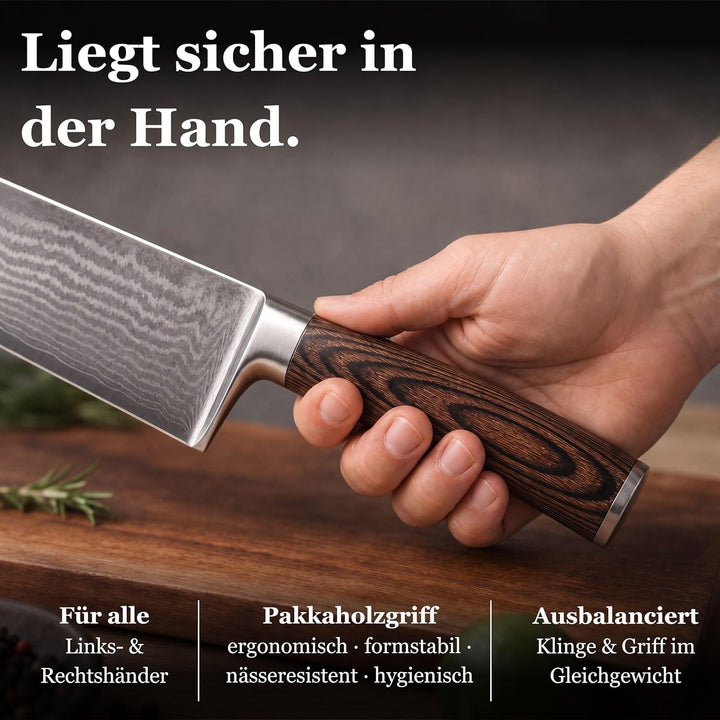 Wakoli EDIB Damastmesser Chefmesser 20 cm Klinge extrem scharf aus 67 Lagen I Damast Küchenmesser un