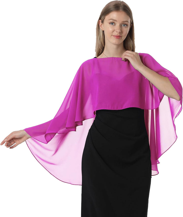 Damen Chiffon-umhang001 Pashmina-Schal Einheitsgrösse Rose, Einheitsgrösse Rose