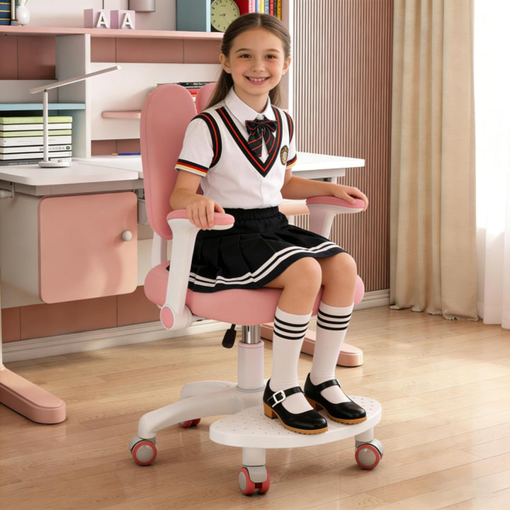 Kinder Schreibtischstuhl mit 360° Rädern, höhen- und tiefenverstellbar, ergonomisch Stabiler Lernstu