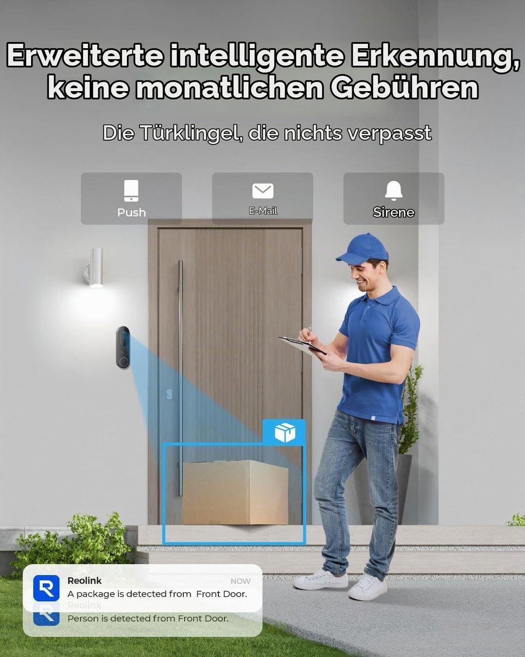Reolink Video Doorbell Akku + Argus MagiCam | 2K Kabellose Video-Türklingel mit Paket-Erkennung und