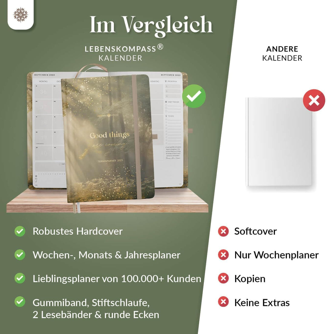 Lebenskompass Kalender 2025 Buchkalender A5 "WALD" - Schöner Wochenplaner 2025 & Terminkalender 2025