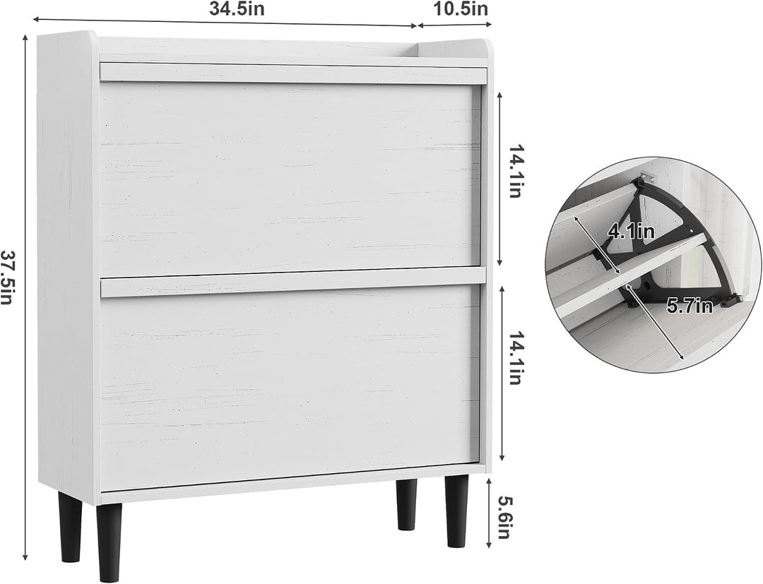 Schuhschrank 2 Klapptüren, Moderner Schuhschrank mit Metallbeinen, Schuhaufbewahrung, Flurschrank fü