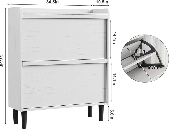 Schuhschrank 2 Klapptüren, Moderner Schuhschrank mit Metallbeinen, Schuhaufbewahrung, Flurschrank fü