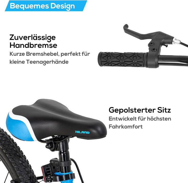 Hiland Climber 20/24 Zoll Kinderfahrrad Kinder MTB Mountainbike Jugend Mädchen mit Federgabel Shiman