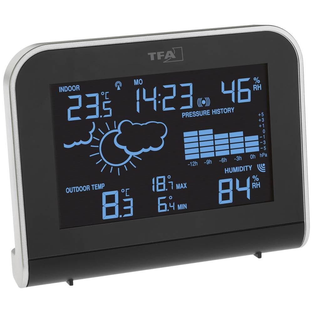 TFA Dostmann SPHERE, 35.1148.01.IT Funk-Wetterstation mit 'Color Sharp' Farbwechsel-Display mit Auss