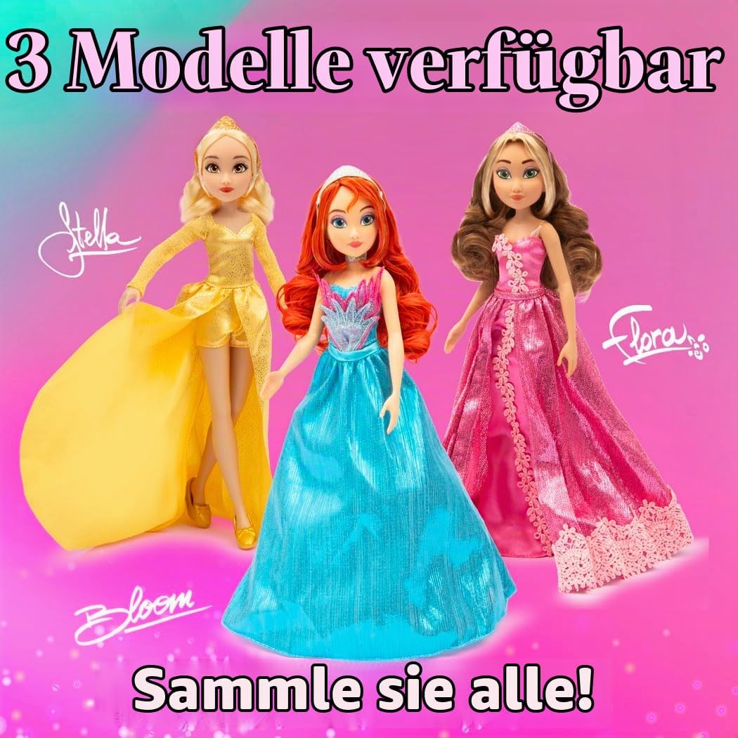 Winx Club Grand Ball Puppe – Stella im funkelnden goldenen Kleid mit Tiara – voll bewegliche Mode-Fe