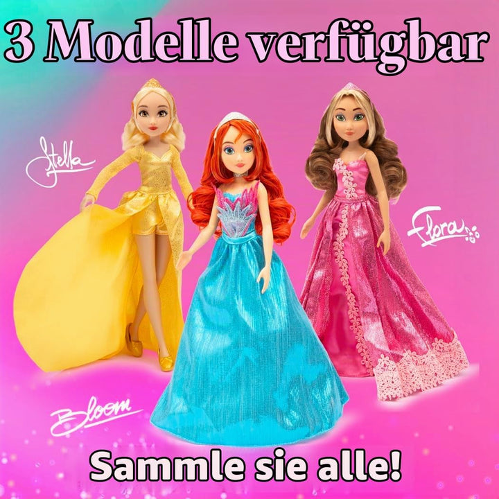 Winx Club Grand Ball Puppe – Stella im funkelnden goldenen Kleid mit Tiara – voll bewegliche Mode-Fe