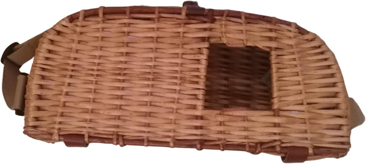 Fliergenfischer-Korb Anglerkorb aus Weide, Wicker Fischkorb, geflochtener Fischerkorb, mit Riemen, W