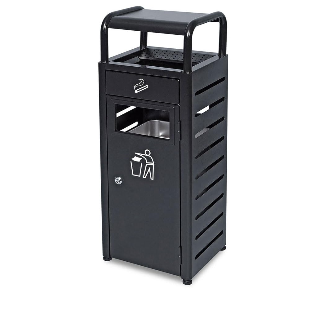 BRB Abfallsammler mit Regendach und Aschenbecher, Inhalt 20 Liter, BxTxH 330x280x880 mm, schwarz pul